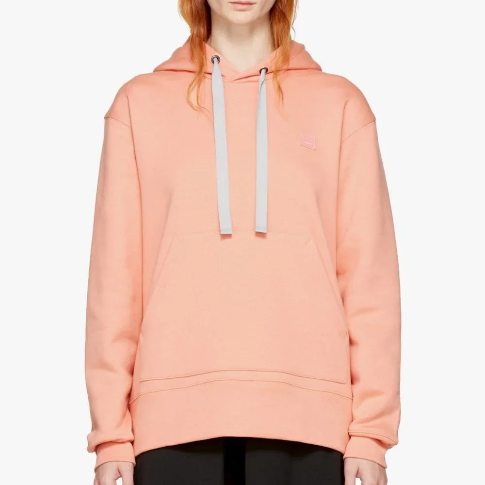 Acne Studios Ferris Face Cotton Hoodie - Salmon Pink - Picture 2 of 4